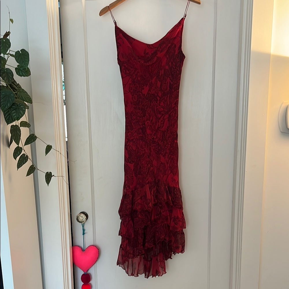Betsey Johnson Red Slip Dress Spaghetti Strap High Low